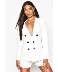 Boohoo Blazer À Double Boutonnage - Blanc