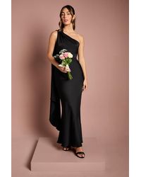 Coast - One Shoulder Satin Maxi Bridesmaid Dress With Trim - Lyst