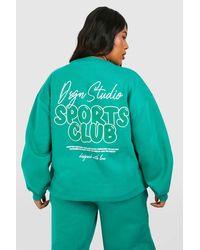 Boohoo - Plus Dsgn Studio Sports Club Slogan Oversized Sweatshirt - Lyst