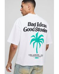 Boohoo - Camiseta Oversize Recta Con Cuello Extendido Y Estampado De Palmeras - Lyst