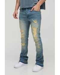Boohoo - Skinny Stretch Stacked Flared Ripped Jeans - Lyst