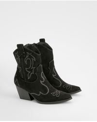 Boohoo - Stitch Detail Western Ankle Boots - Lyst
