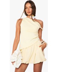 Boohoo - Top De Tela Asimétrico Drapeado - Lyst
