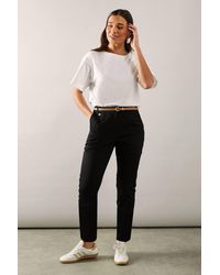 Wallis - Petite Stretch Cigarette Belted Pants - Lyst