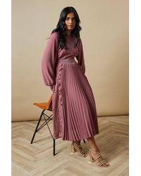 Oasis - Occasion Premium Lace Insert Pleated Midi Dress - Lyst