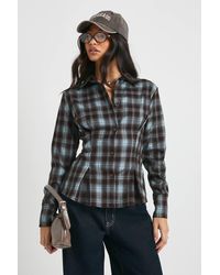 Boohoo - Cinched Fit Flannel Shirt - Lyst