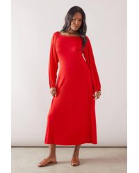 Wallis - Square Neck Viscose Jersey Midi Dress - Lyst