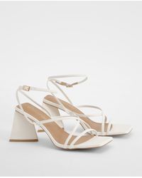 Boohoo - Flared Heel Patent Cross Strap Heeled Sandals - Lyst