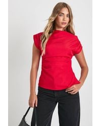 Boohoo - Woven One Shoulder Longline Top - Lyst