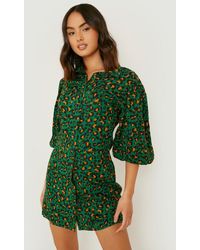 Green Leopard Print Dresses for Women 