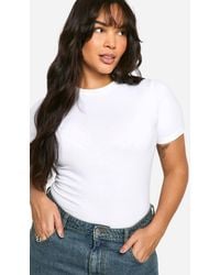 Boohoo - Basics Plus Cotton Crew Neck Fitted T-Shirt - Lyst