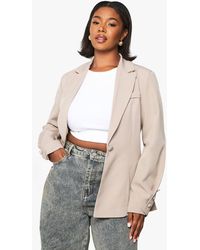 Boohoo - Plus Woven Tailored Self Fabric Button Detail Blazer - Lyst