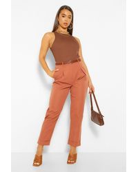 pleat front belted tailored midi dress