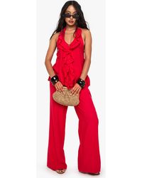 Boohoo - Woven Crinkle Seam Detail Wide Leg Trouser - Lyst