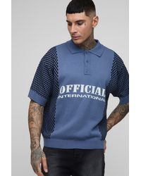 BoohooMAN - Tall Oversized Boxy Check Official Moto Knitted Polo - Lyst