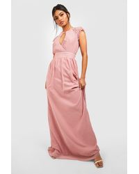 Boohoo - Lace Detail Wrap Pleated Maxi Dress - Lyst