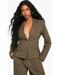 Boohoo - Tailored Linen Look Single Breast Blazer - Lyst