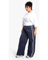 Boohoo - Plus Stripe Side Wide Leg Trouser - Lyst