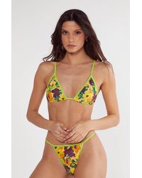 Nasty Gal - Floral Contrast Binding Triangle Bikini Set - Lyst