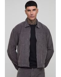 Boohoo - Tall Washed Cord Relaxed Boxy Worker Jacket - Lyst