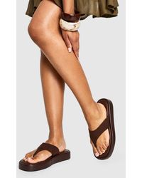 Boohoo - Wide Fit Faux Suede Chunky Thongs - Lyst