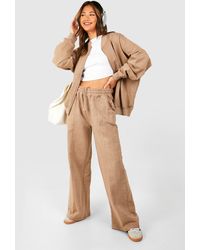 Boohoo - Chándal Desteñido Bomber Con Pernera Recta Y Cremallera - Lyst