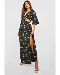 Boohoo - Tie Front Floral Mix Maxi Skirt Two-piece Set - Lyst
