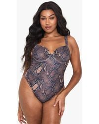 Boohoo - Plus Print Underwire Bathing Suit - Lyst