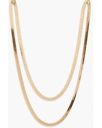Boohoo - Gold Flat Snake Chain Necklace - Lyst
