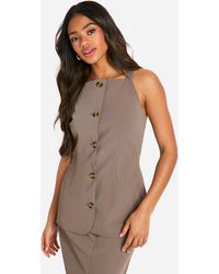 Boohoo - High Square Neck Longline Waistcoat - Lyst