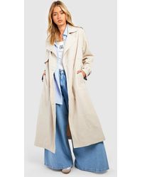 Boohoo - Oversized Belted Maxi Trench - Lyst