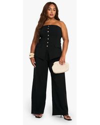 Boohoo - Plus Super Stretch Bandeau Longline Waistcoat & Wide Leg Pants - Lyst