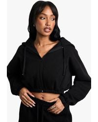 Boohoo - Cropped Zip Through Seam Detail Hoodie - Lyst