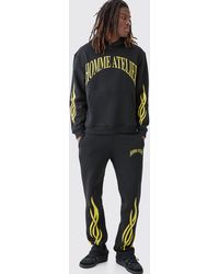 BoohooMAN - Oversized Homme Bm Printed Hooded Tracksuit - Lyst