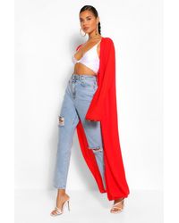 Boohoo Crinkle Maxi Kimono - Red