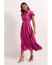 Dorothy Perkins - Frill Sleeve Belted Midi Shirt Dress - Lyst