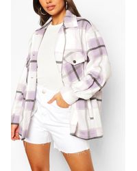 Boohoo Petite giacca camicia a quadri - Viola