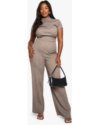 Boohoo - Plus Ripple Texture High Neck Jumpsuit - Lyst