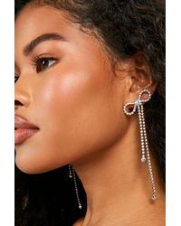 Boohoo - Embellished Bow Detail Drop Earrings - Lyst