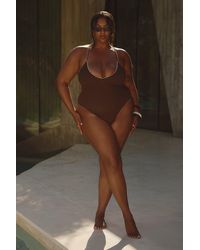 Boohoo - Plus Contrast Stitch Scoop Swimsuit - Lyst