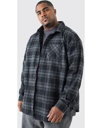 BoohooMAN - Plus Oversized Heavy Weight Flannel Overshirt - Lyst