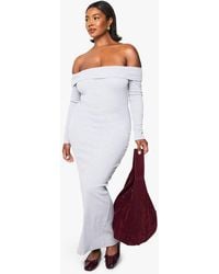Boohoo - Plus Basic Rib Bardot Maxi Dress - Lyst