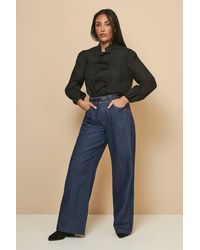 Wallis - Petite Pintuck Tie Front Blouse - Lyst