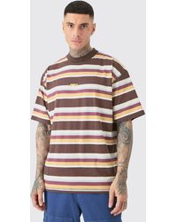 BoohooMAN - Tall Oversized Carded Heavy Striped Ofcl T-shirt - Lyst