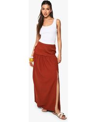 Boohoo - Textured Split Front Tiered Maxi Skirt - Lyst