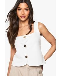 Boohoo - Crepe Square Neck Button Detail Waistcoat - Lyst