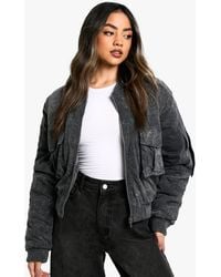 Boohoo - Utility Pocket Cropped Bomber Jacket - Lyst