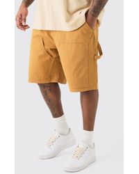 BoohooMAN - Plus Fixed Waist Washed Twill Carpenter Short - Lyst