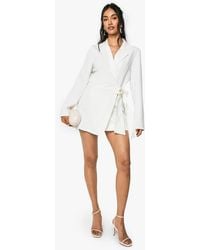 Boohoo - Wrap Drape Front Tailored Blazer Dress - Lyst