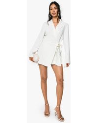 Boohoo - Wrap Drape Front Tailored Blazer Dress - Lyst